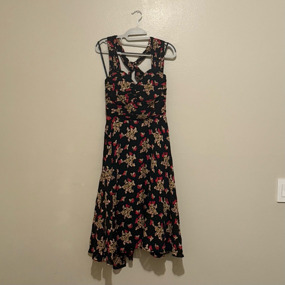 Betsey Johnson New York Vintage 90s Black Butterfly Silk Dress Size 4